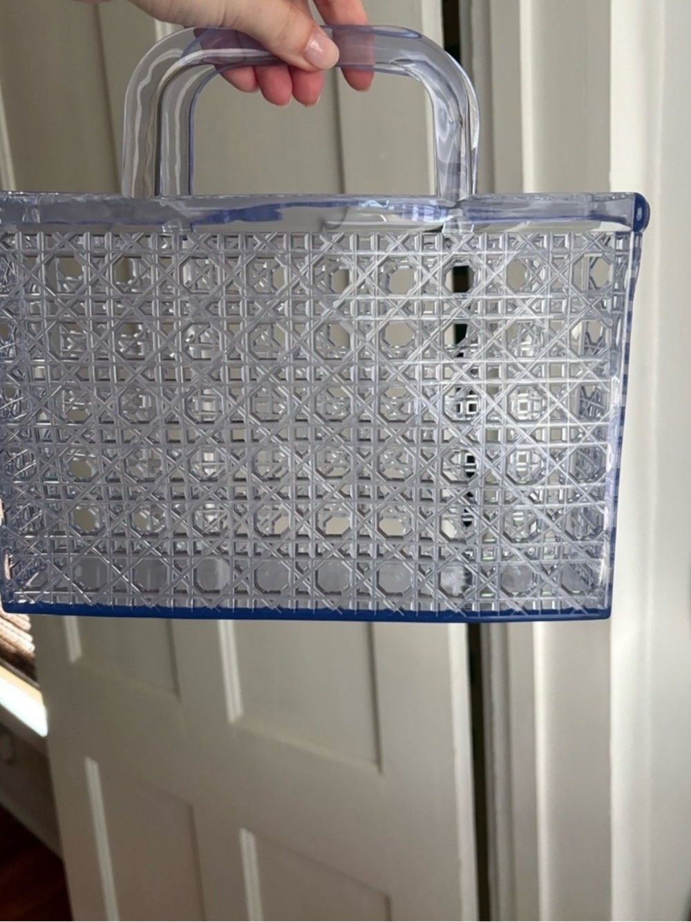 Clear Blue Patterned Jelly Mini Tote